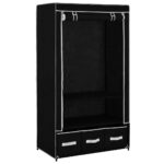 Garde-robe Noir 87 x 49 x 159 cm Tissu – Image 2
