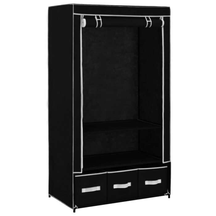Garde-robe Noir 87 x 49 x 159 cm Tissu – Image 2