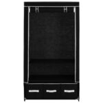 Garde-robe Noir 87 x 49 x 159 cm Tissu – Image 3