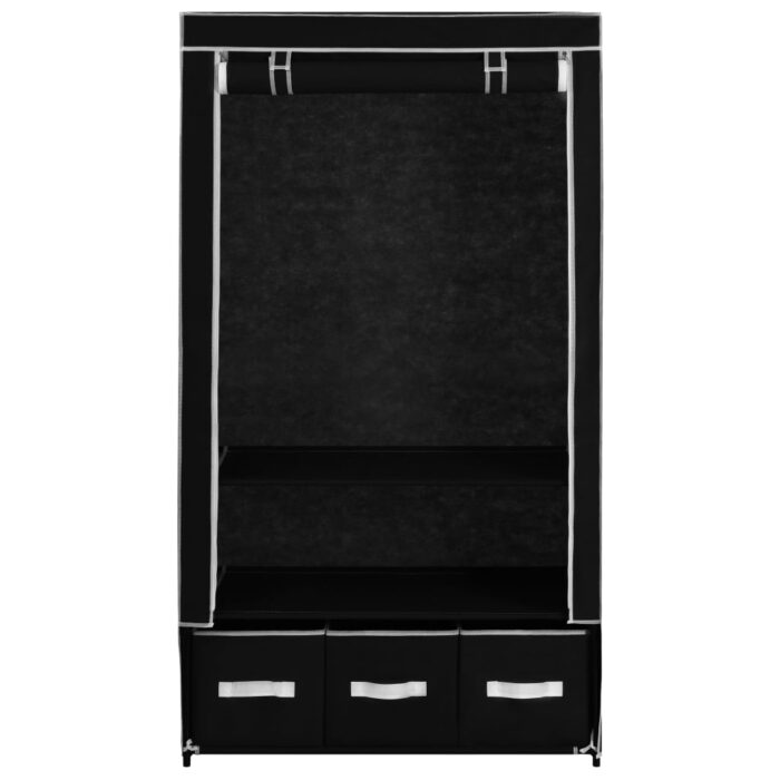 Garde-robe Noir 87 x 49 x 159 cm Tissu – Image 3