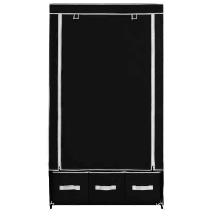 Garde-robe Noir 87 x 49 x 159 cm Tissu – Image 4