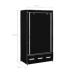 Garde-robe Noir 87 x 49 x 159 cm Tissu – Image 7