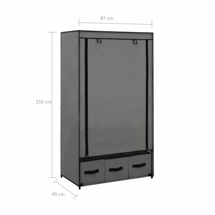 Garde-robe Gris 87 x 49 x 159 cm Tissu – Image 7