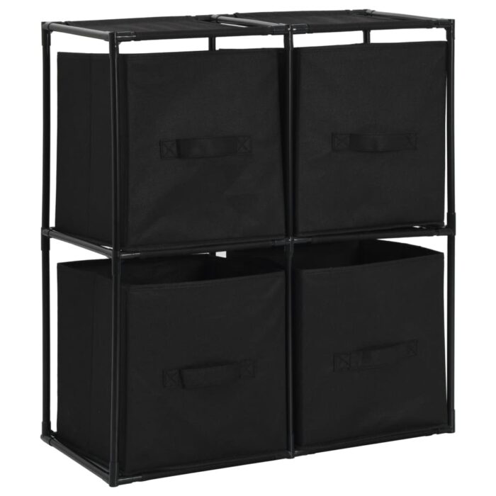 Armoire de rangement avec 4 paniers tissu Noir 63x30x71cm Acier – Image 1