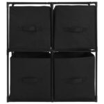 Armoire de rangement avec 4 paniers tissu Noir 63x30x71cm Acier – Image 2