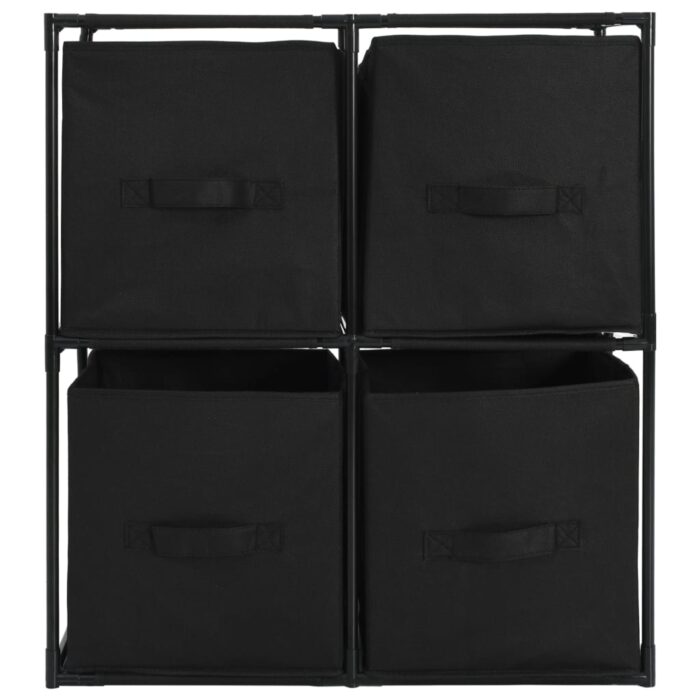 Armoire de rangement avec 4 paniers tissu Noir 63x30x71cm Acier – Image 2