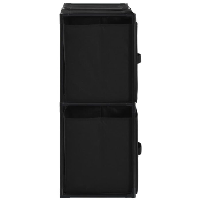 Armoire de rangement avec 4 paniers tissu Noir 63x30x71cm Acier – Image 4