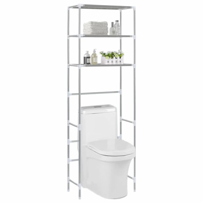 Support de rangement 3 niveaux de toilette Argenté 53x28x169 cm – Image 1