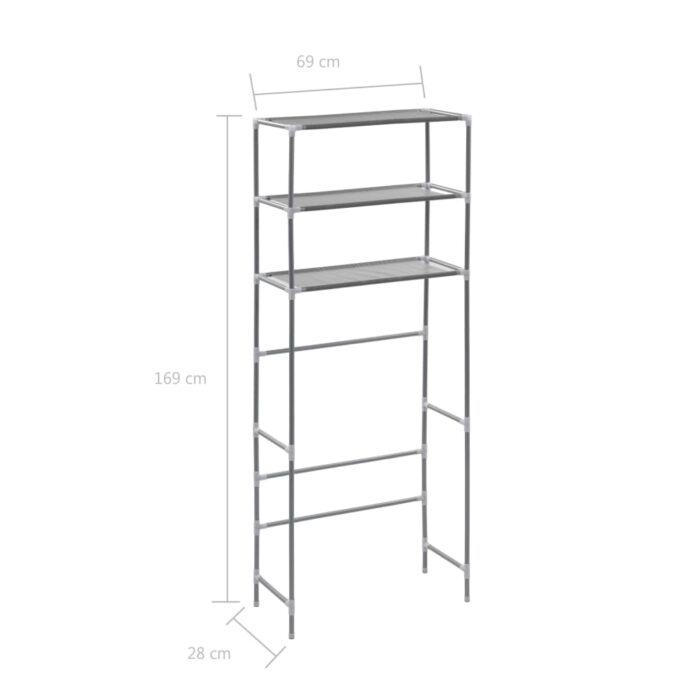 Support de rangement à 3 niveaux Argenté 69x28x169 cm – Image 6