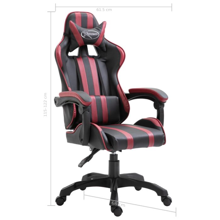 Chaise de jeu Rouge bordeaux Similicuir – Image 8