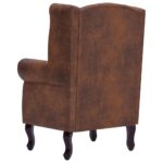 Fauteuil Chesterfield et repose-pieds Marron Similicuir daim – Image 3
