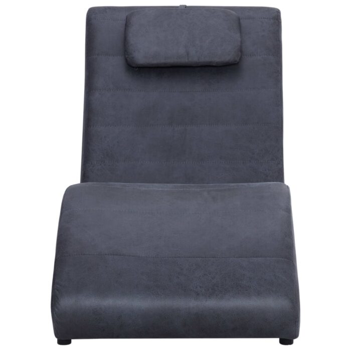 Chaise longue avec oreiller Gris Similicuir daim – Image 2