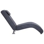 Chaise longue avec oreiller Gris Similicuir daim – Image 3
