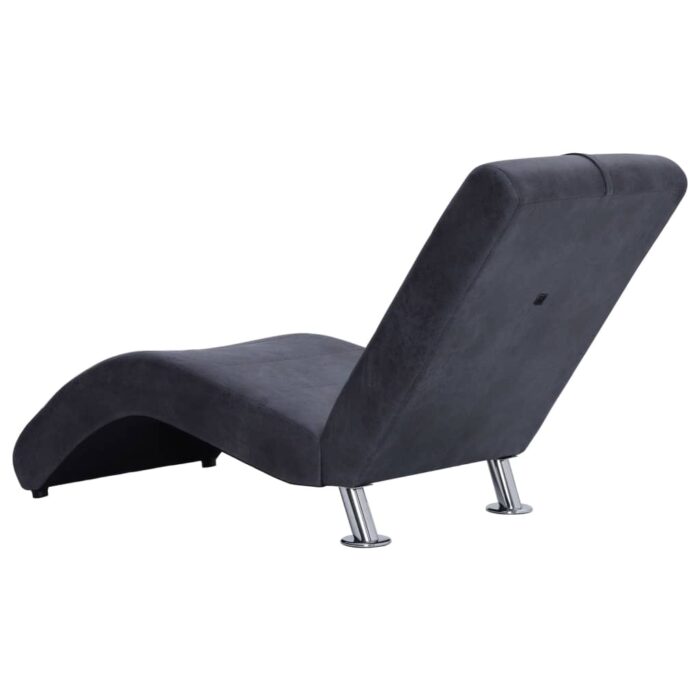 Chaise longue avec oreiller Gris Similicuir daim – Image 4