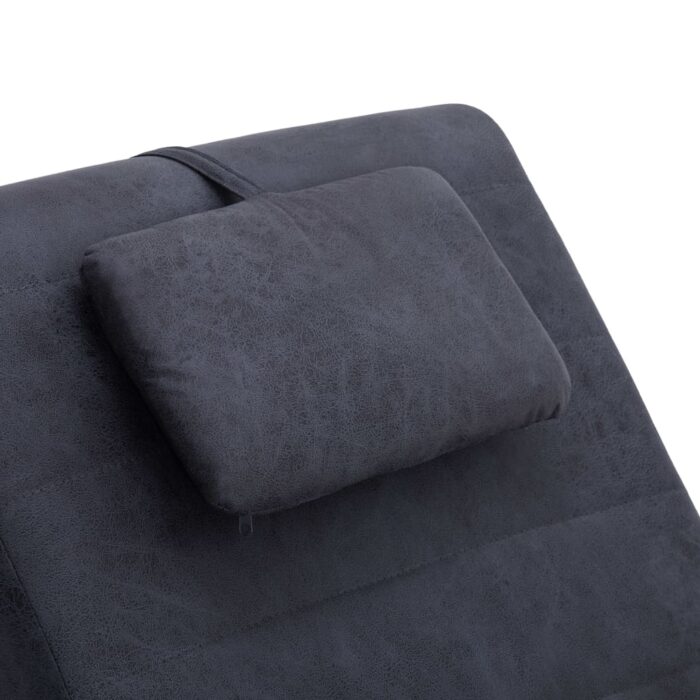 Chaise longue avec oreiller Gris Similicuir daim – Image 6