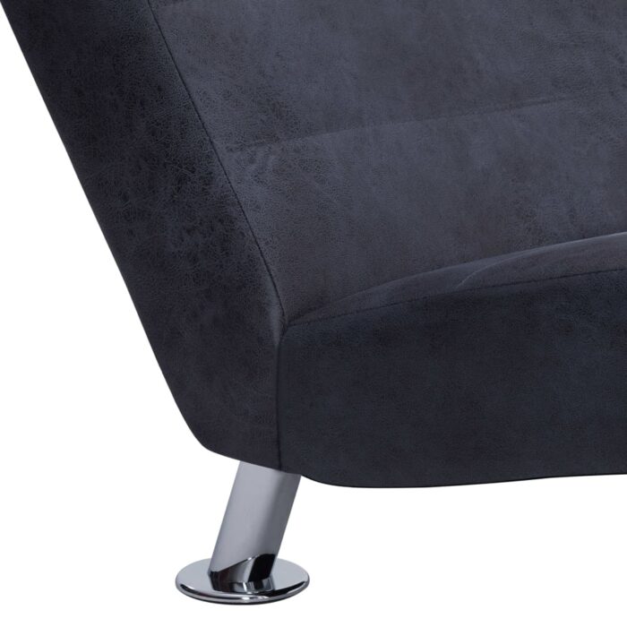 Chaise longue avec oreiller Gris Similicuir daim – Image 7