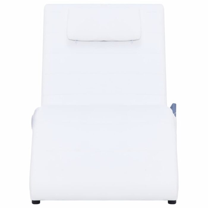 Chaise longue de massage avec oreiller Blanc Similicuir – Image 2
