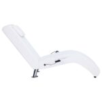 Chaise longue de massage avec oreiller Blanc Similicuir – Image 3