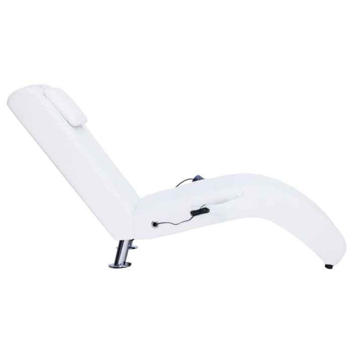 Chaise longue de massage avec oreiller Blanc Similicuir – Image 3