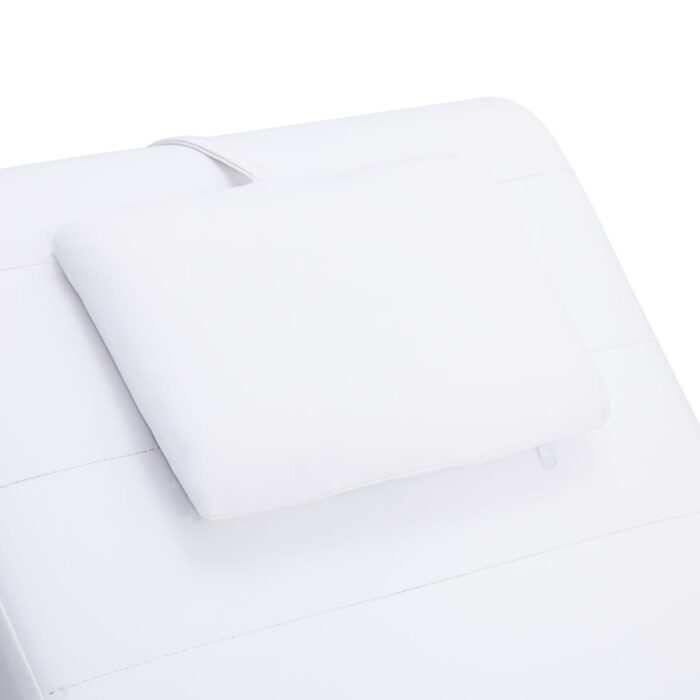 Chaise longue de massage avec oreiller Blanc Similicuir – Image 7