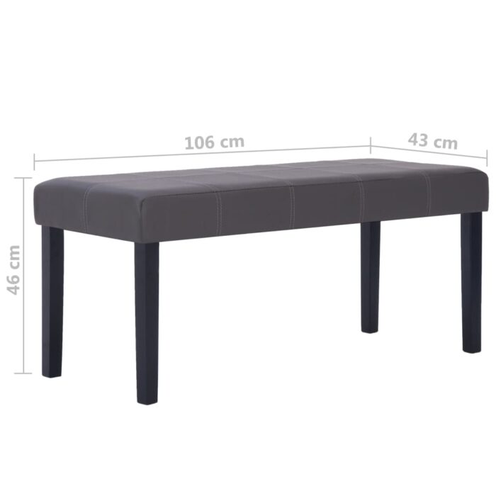 281309 Bench 106 cm Grey Faux Leather – Image 5