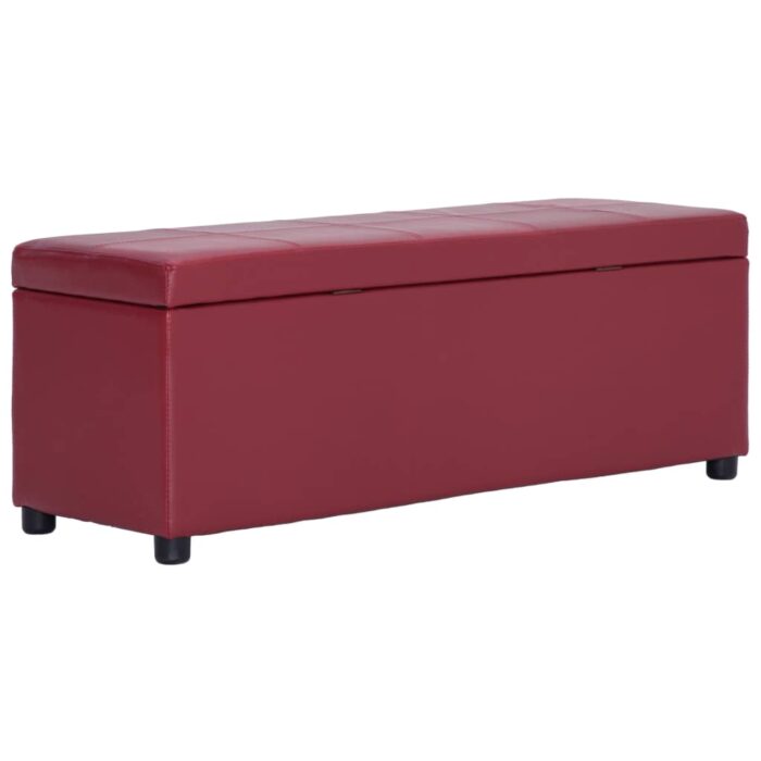 Banc avec compartiment de rangement 116 cm Bordeaux Similicuir – Image 4