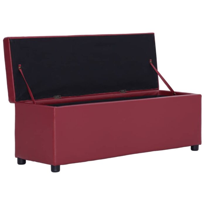 Banc avec compartiment de rangement 116 cm Bordeaux Similicuir – Image 5