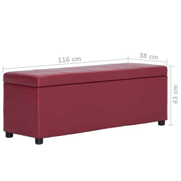 Banc avec compartiment de rangement 116 cm Bordeaux Similicuir – Image 7