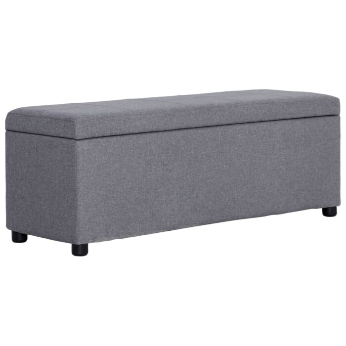 Banc avec compartiment de rangement 116 cm Gris clair Polyester – Image 1