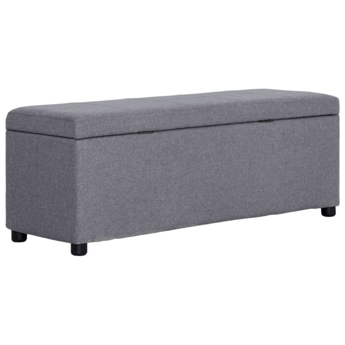 Banc avec compartiment de rangement 116 cm Gris clair Polyester – Image 5