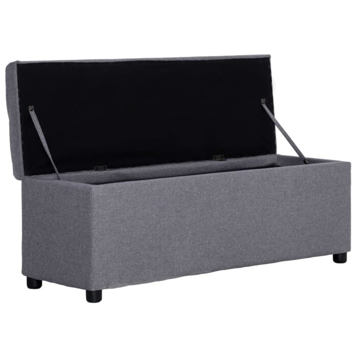 Banc avec compartiment de rangement 116 cm Gris clair Polyester – Image 6