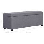 Banc avec compartiment de rangement 116 cm Gris clair Polyester – Image 8