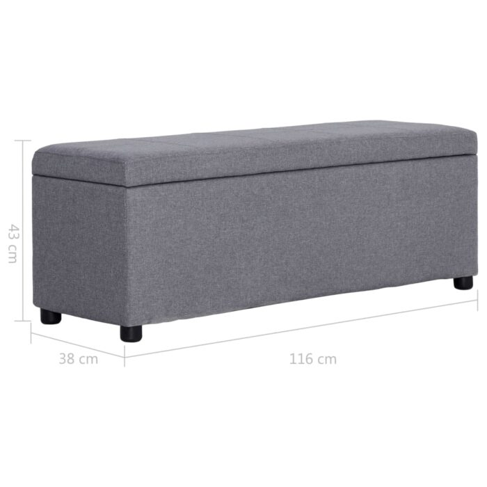 Banc avec compartiment de rangement 116 cm Gris clair Polyester – Image 8