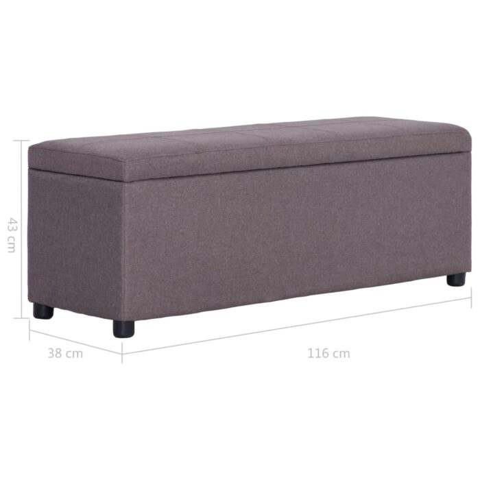 Banc avec compartiment de rangement 116 cm Taupe Polyester – Image 7