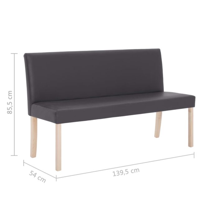 Banc 139,5 cm Gris Similicuir – Image 6