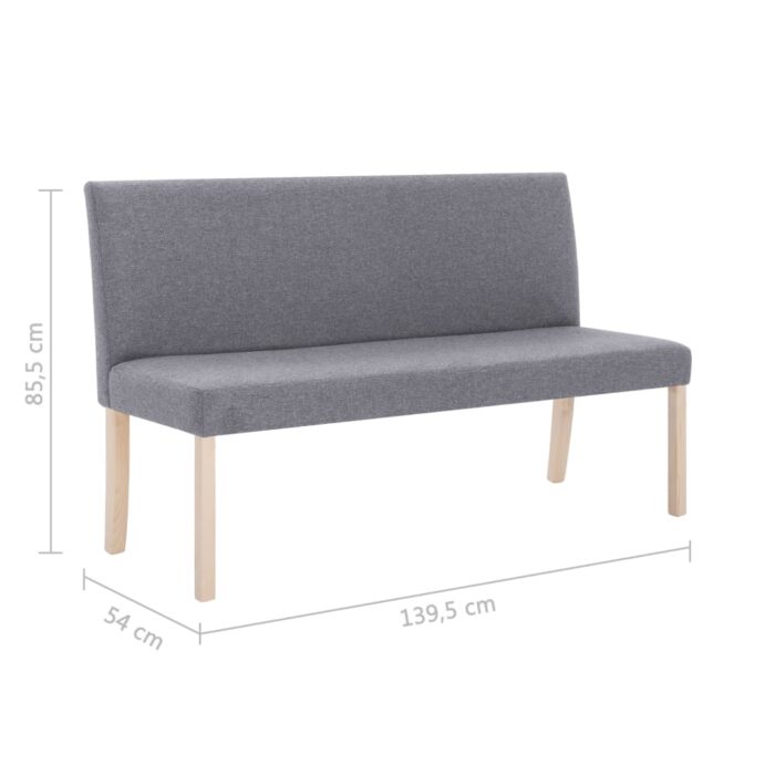 Banc 139,5 cm Gris clair Polyester – Image 6