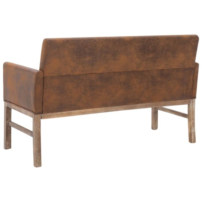 Banc avec accoudoir 140 cm Marron Similicuir daim – Image 4