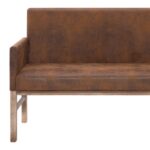 Banc avec accoudoir 140 cm Marron Similicuir daim – Image 5