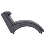 Chaise longue de massage avec oreiller Gris Similicuir – Image 2