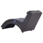 Chaise longue de massage avec oreiller Gris Similicuir – Image 3