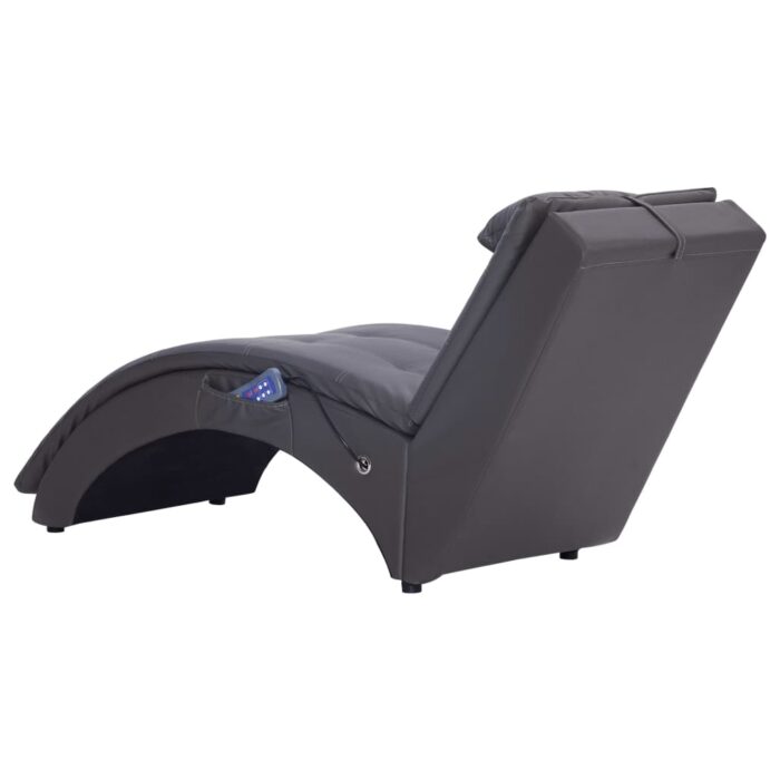 Chaise longue de massage avec oreiller Gris Similicuir – Image 3