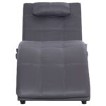 Chaise longue de massage avec oreiller Gris Similicuir – Image 4