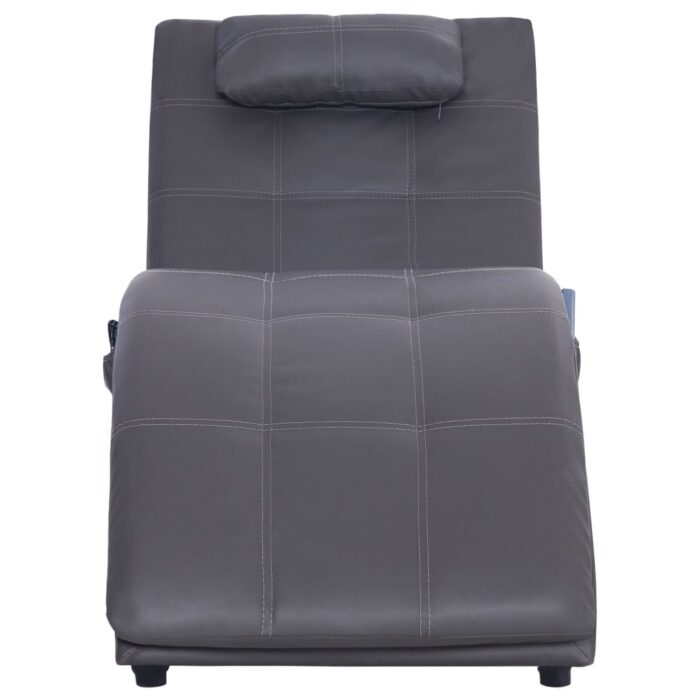 Chaise longue de massage avec oreiller Gris Similicuir – Image 4