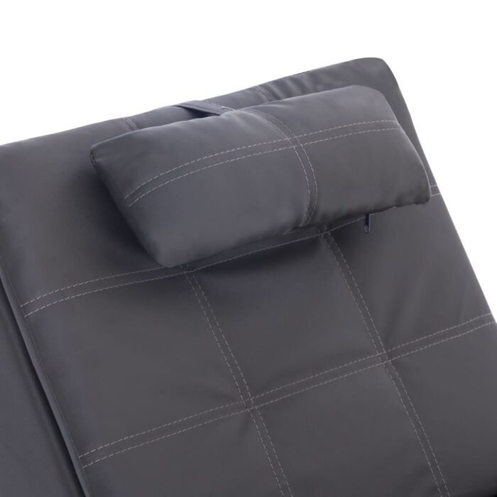 Chaise longue de massage avec oreiller Gris Similicuir – Image 5