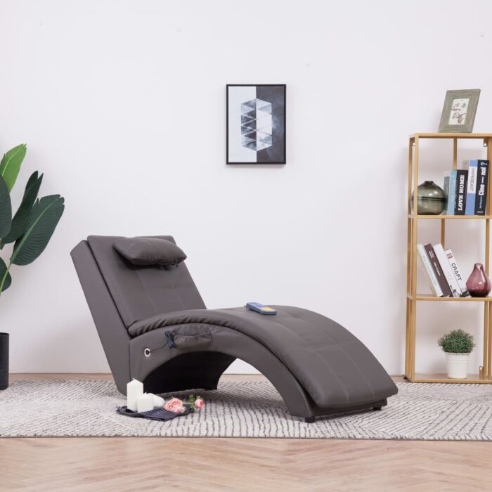 VXL8719883569529_m_en_hd_1.jpg Chaise longue de massage avec oreiller Gris Similicuir – Image 1