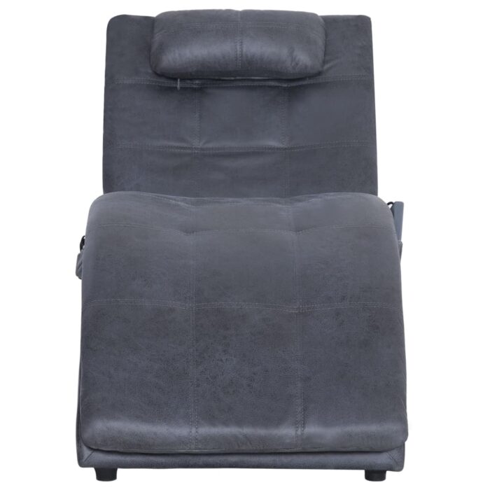 Chaise longue de massage avec oreiller Gris Similicuir daim – Image 4