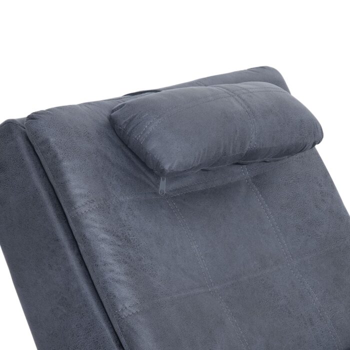 Chaise longue de massage avec oreiller Gris Similicuir daim – Image 5