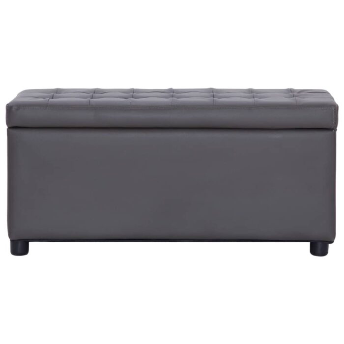 Pouf de rangement 87,5 cm Gris Similicuir – Image 2