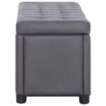 Pouf de rangement 87,5 cm Gris Similicuir – Image 3