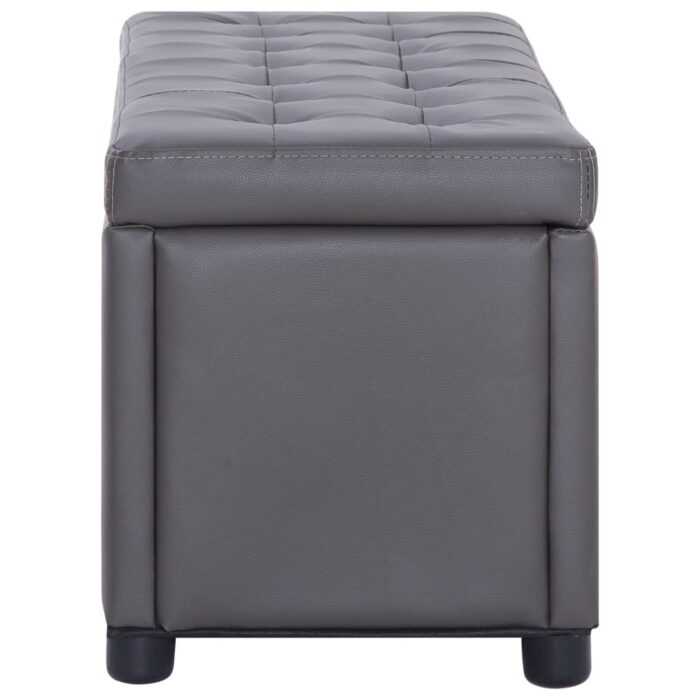 Pouf de rangement 87,5 cm Gris Similicuir – Image 3